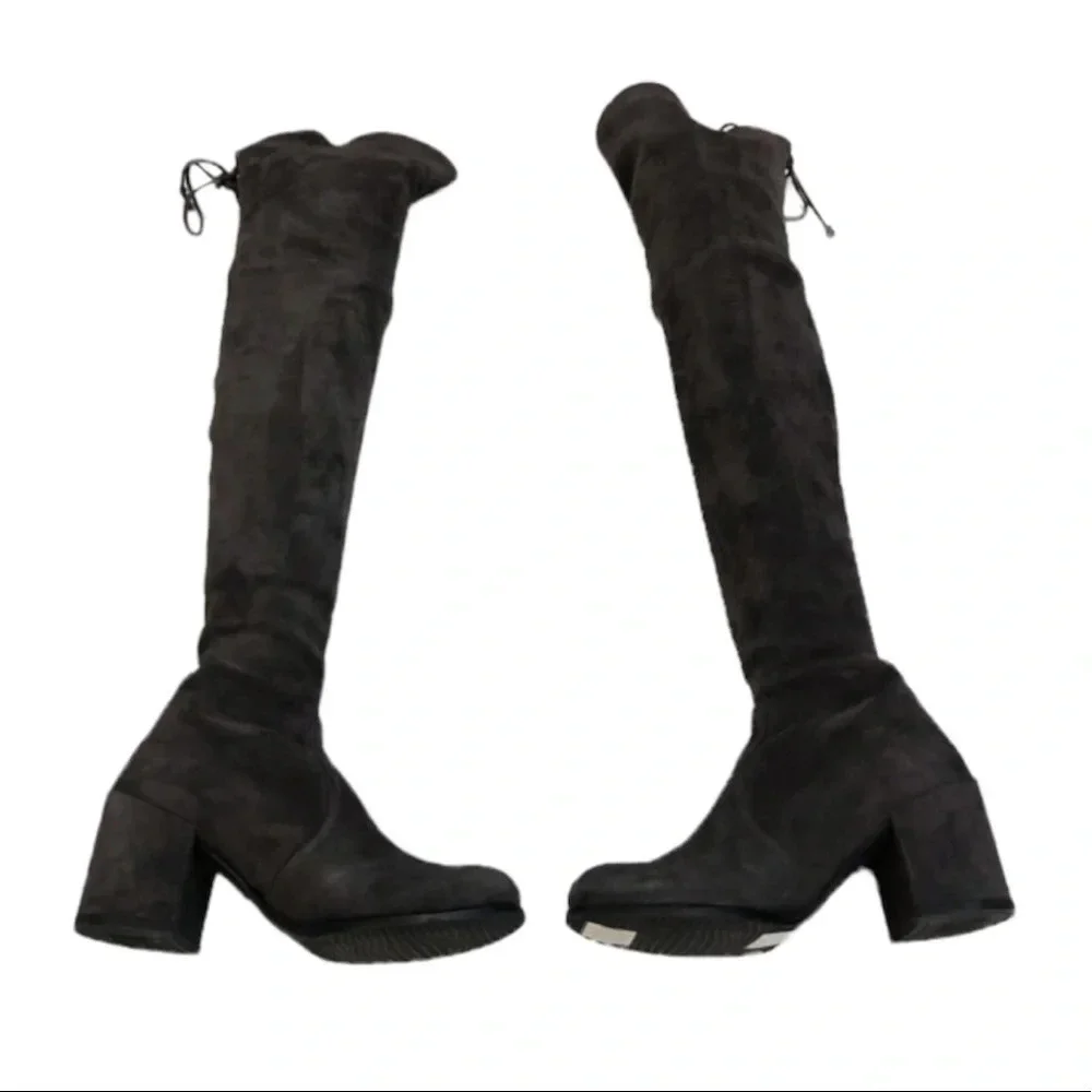 Stuart Weitzman Tieland Gray Suede Knee High Tall Designer Boots Women's 4.5